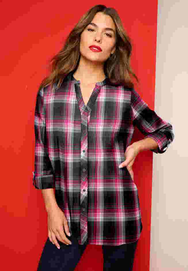Plaid Flannel Pintuck Blouse image number 0