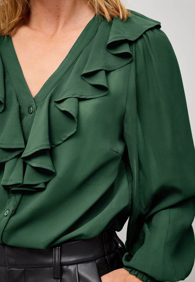 Ruffled Button Front Blouse image number 2