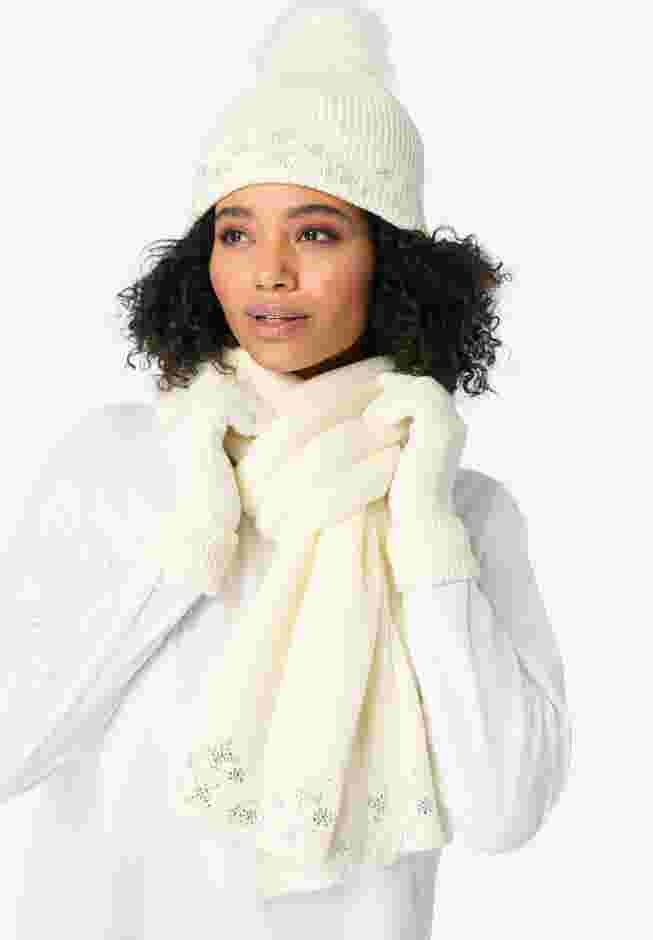 3 Piece Embellished Hat, Scarf And Gloves Set image number 0