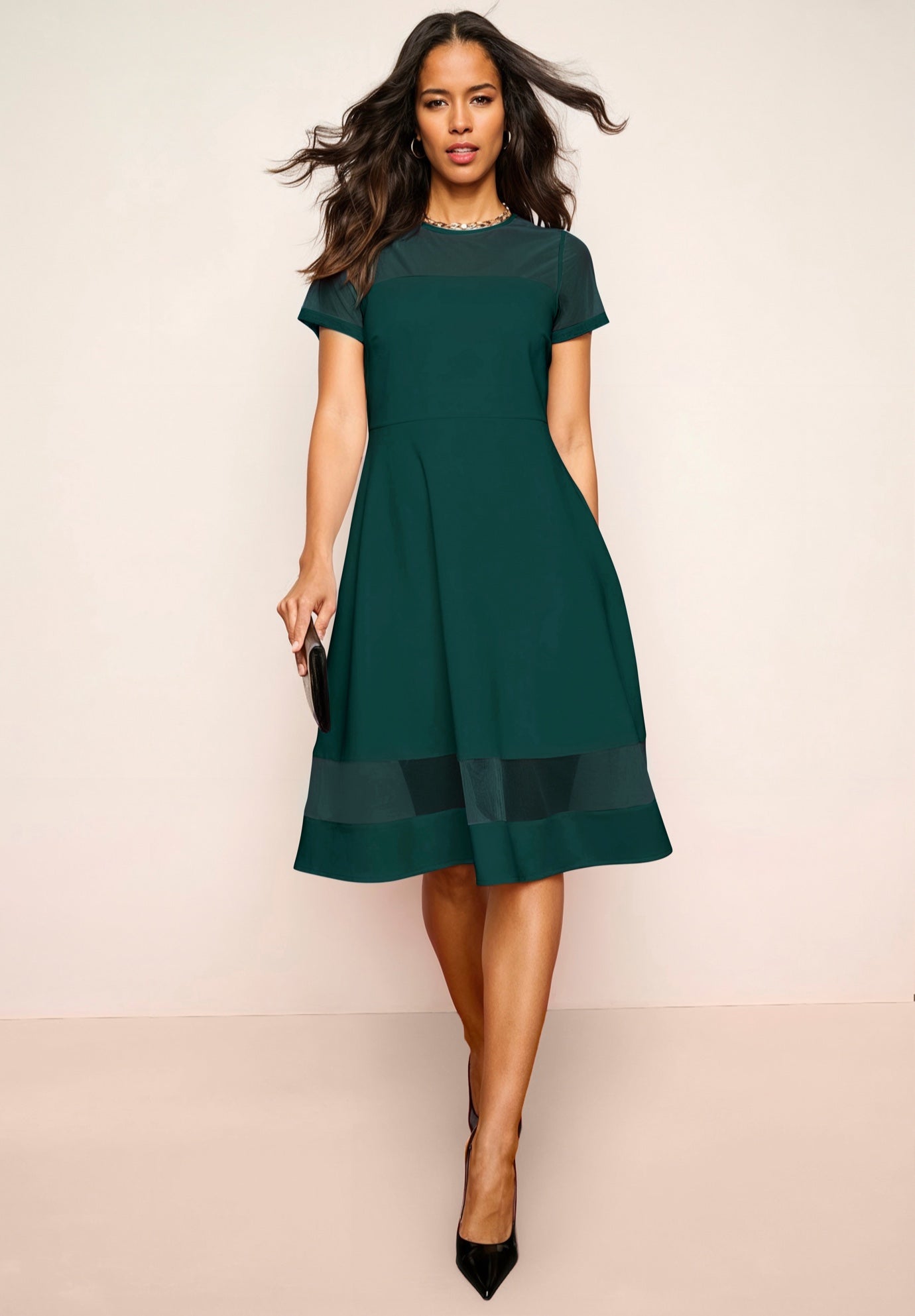 Scuba Illusion Yoke Dress image number 0
