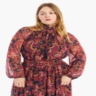 Mock-Neck Chiffon Midi Dress image number null