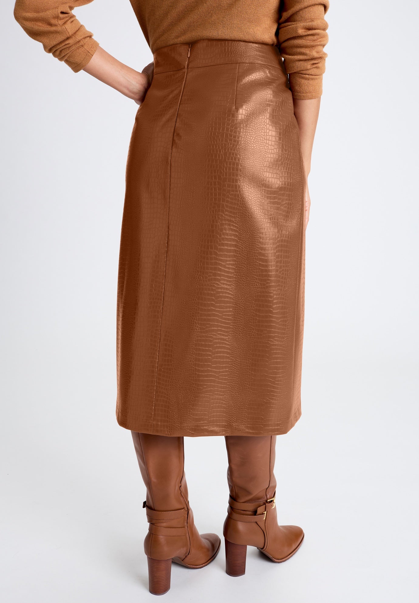 Faux Leather Croc Wrap Skirt image number 2