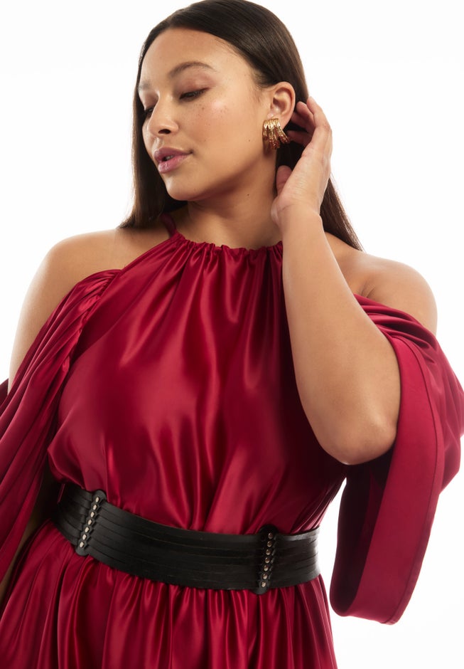 Off-The-Shoulder Halter Maxi Dress image number 3