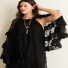 Tiered Lace Cape Maxi Dress image number null