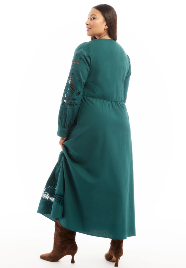 Puff Sleeve Poplin Midi Dress image number 1
