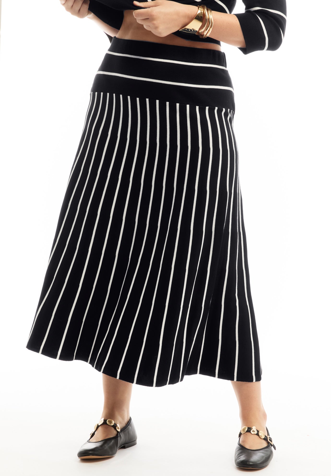Striped Knit Midi Skirt image number 3