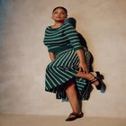 Striped Knit Midi Skirt image number null