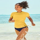 Chlorine Resistant Quick-Dry Side-Tie Short Sleeve Swim Tee Rash Guard image number null