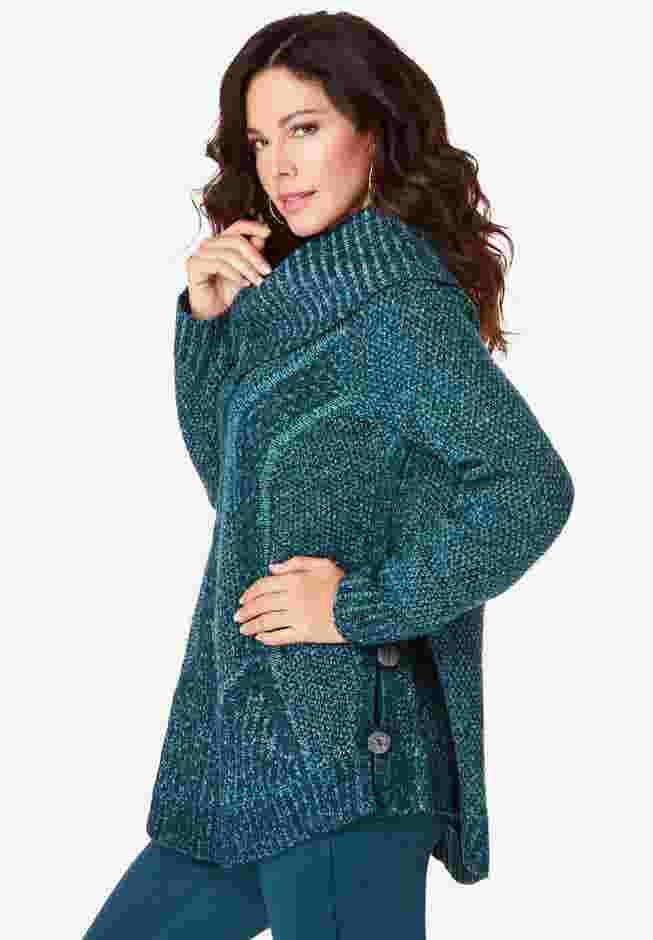 Cowl Neck Cable Pullover Sweater image number 1