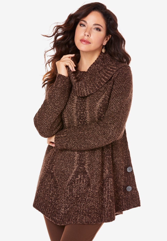 Cowl Neck Cable Pullover Sweater image number 0