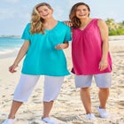 Perfect Sleeveless Shirred V-Neck Tunic image number null