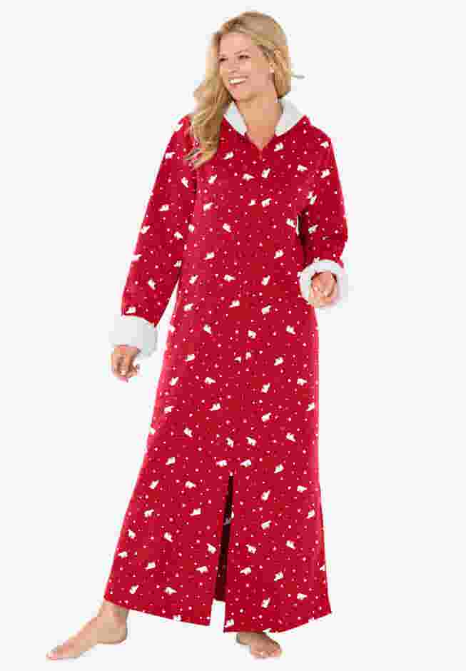 Sherpa-Lined Long Hooded Robe image number 0