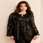 Flared Sleeve Keyhole Lace Tunic image number null