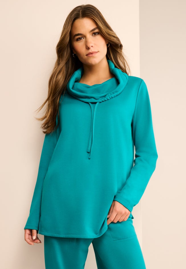 Comfort+ Fleece Cowl Neck Sweatshirt image number 2