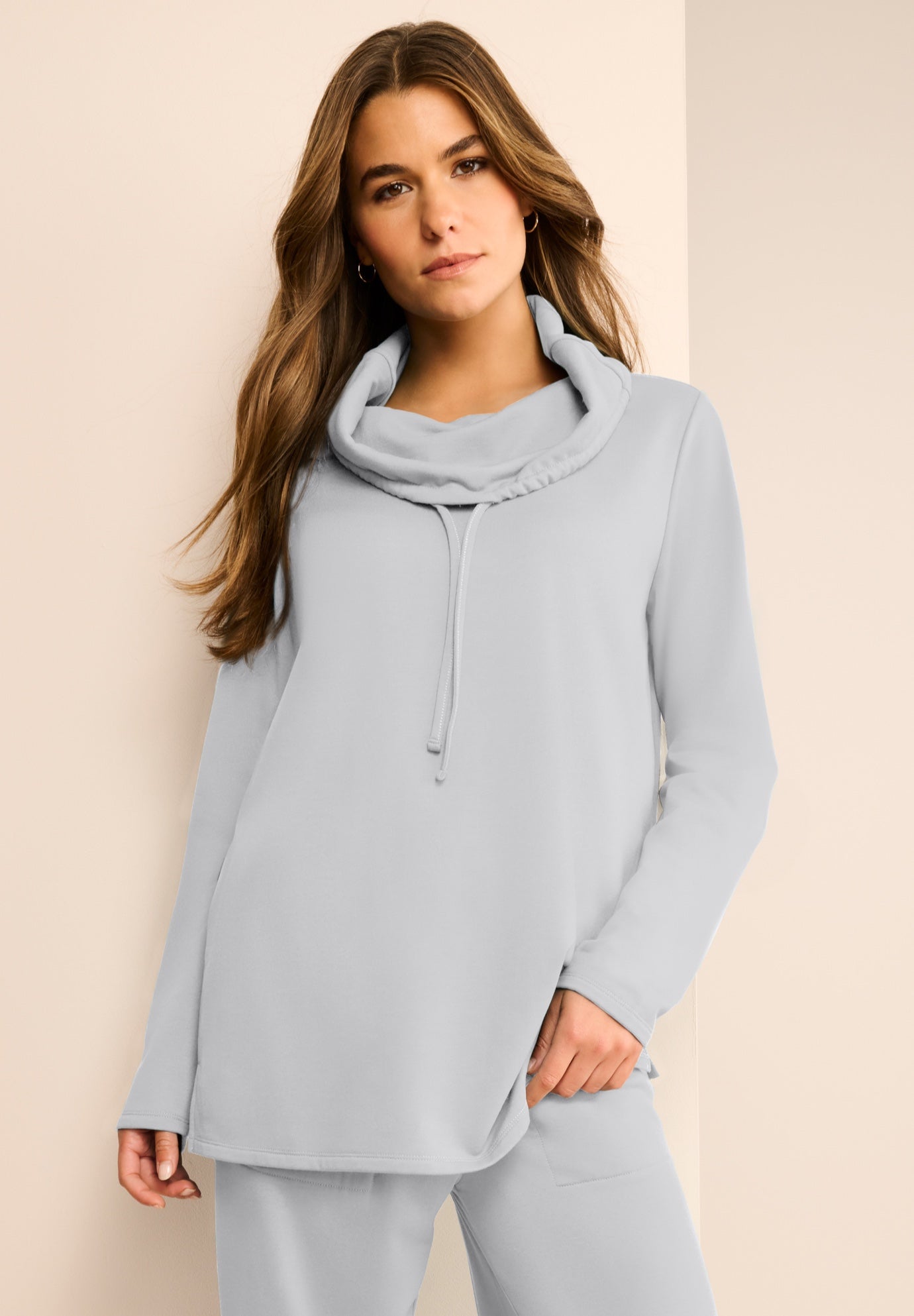 Comfort+ Fleece Cowl Neck Sweatshirt image number 2