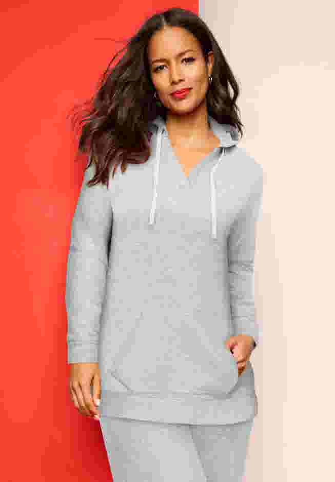 Comfort+ Fleece V Neck Hooded Sweatshirt image number 1