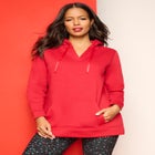 Comfort+ Fleece V Neck Hooded Sweatshirt image number null