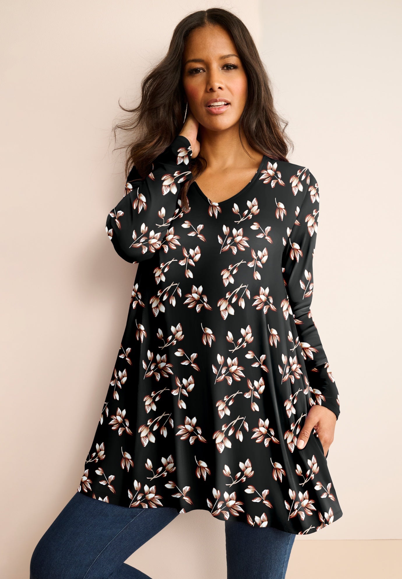 Ultra Drape V Neck Swing Tunic image number 0