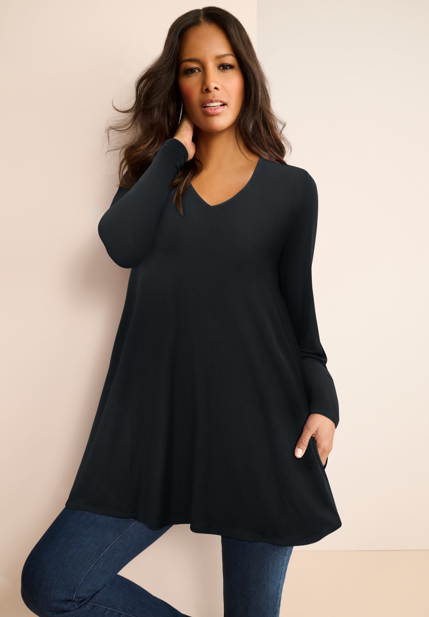 Ultra Drape V Neck Swing Tunic image number 0