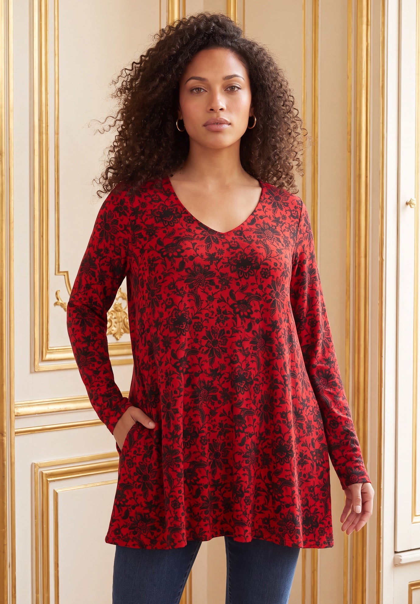 Ultra Drape V Neck Swing Tunic image number 0