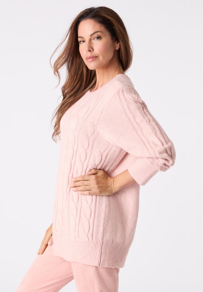 Plus Size Cozy Cable Crewneck Sweater image number 3