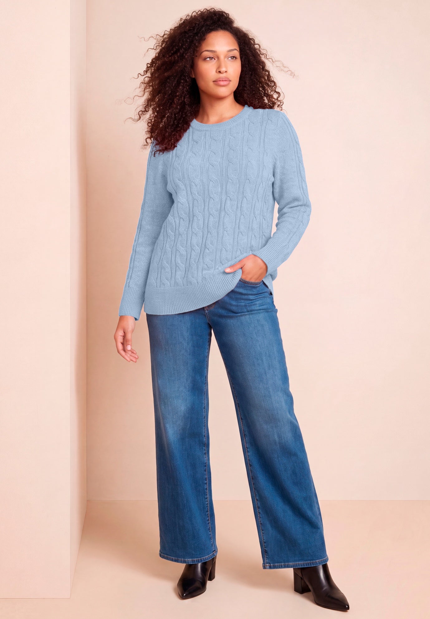 Plus Size Cozy Cable Crewneck Sweater image number 0