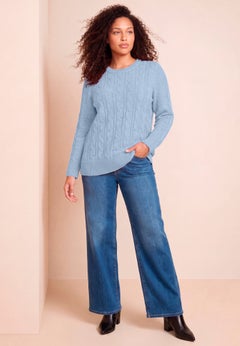 Plus Size Cozy Cable Crewneck Sweater