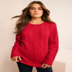 Plus Size Cozy Cable Sweater Tunic image number null