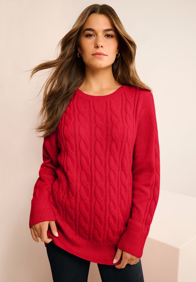 Plus Size Cozy Cable Sweater Tunic image number 0