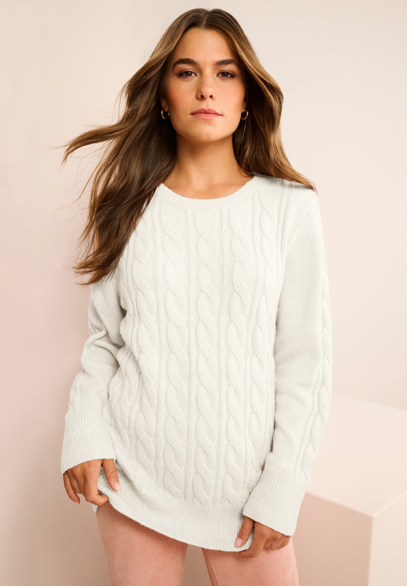 Plus Size Cozy Cable Sweater Tunic image number 0