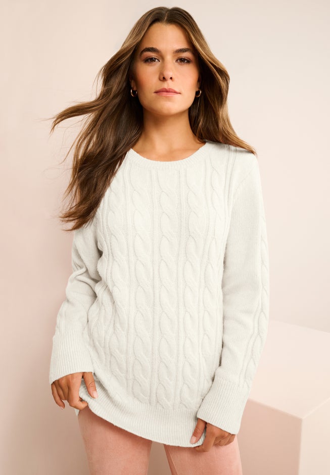 Plus Size Cozy Cable Sweater Tunic image number 0