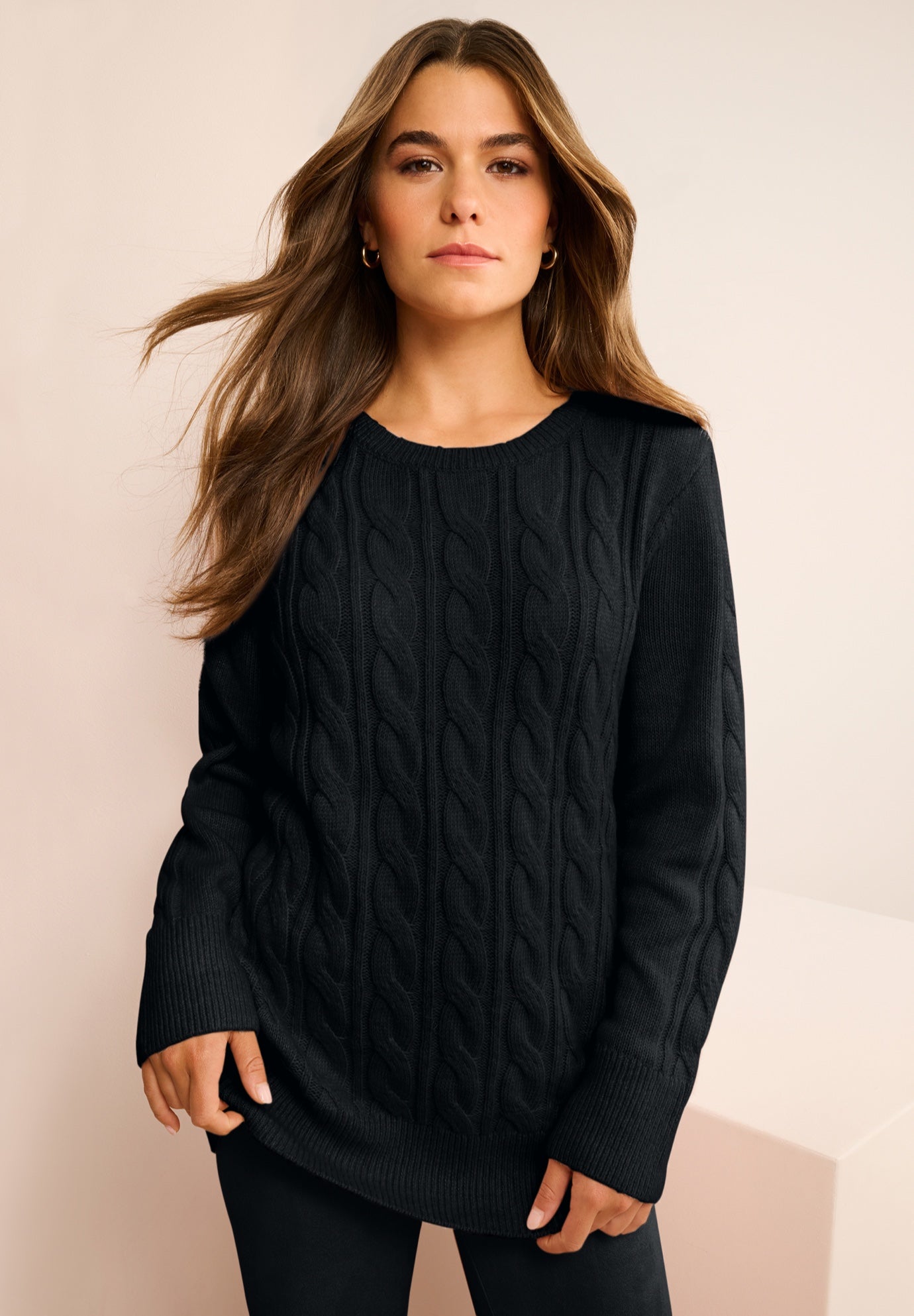 Plus Size Cozy Cable Sweater Tunic image number 0