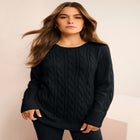 Plus Size Cozy Cable Sweater Tunic image number null