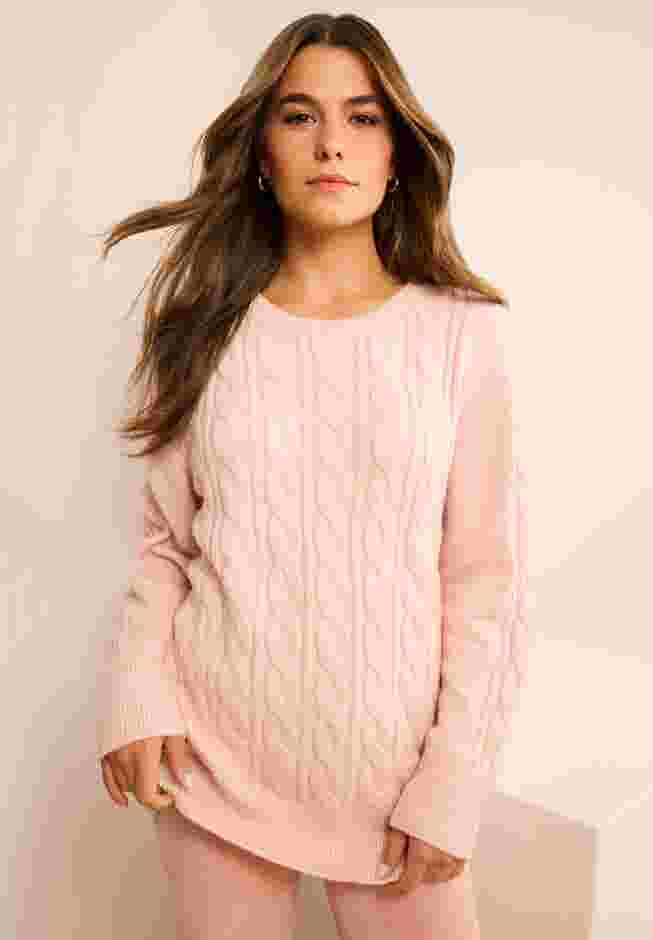 CashMORE Cable Sweater image number 0