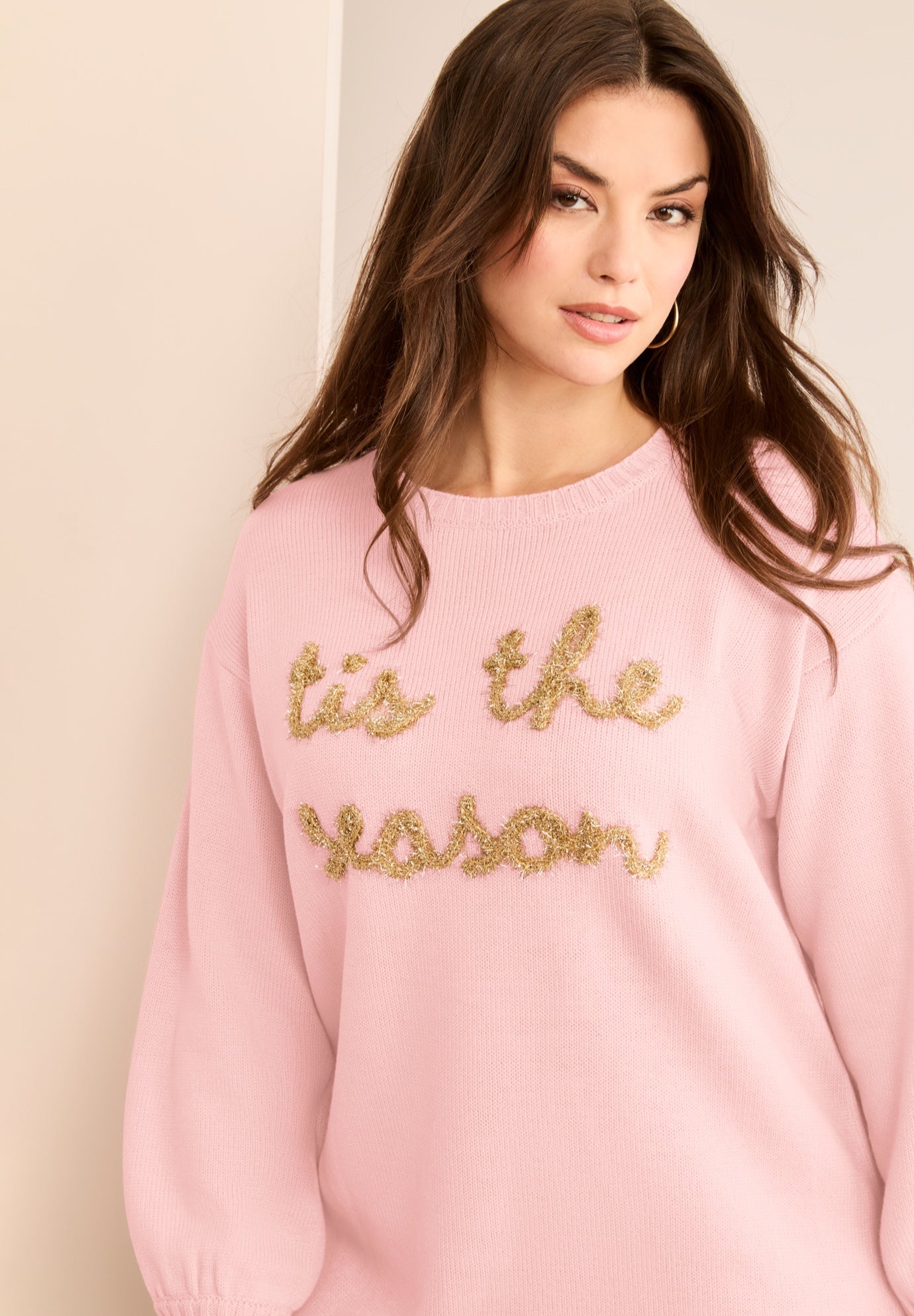 Embroidered Metallic Sweater image number 1