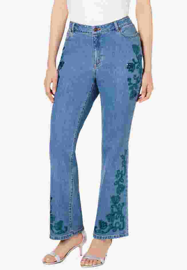 Invisible Stretch® Iconic Sequin-Embellished Bootcut Jean image number 0