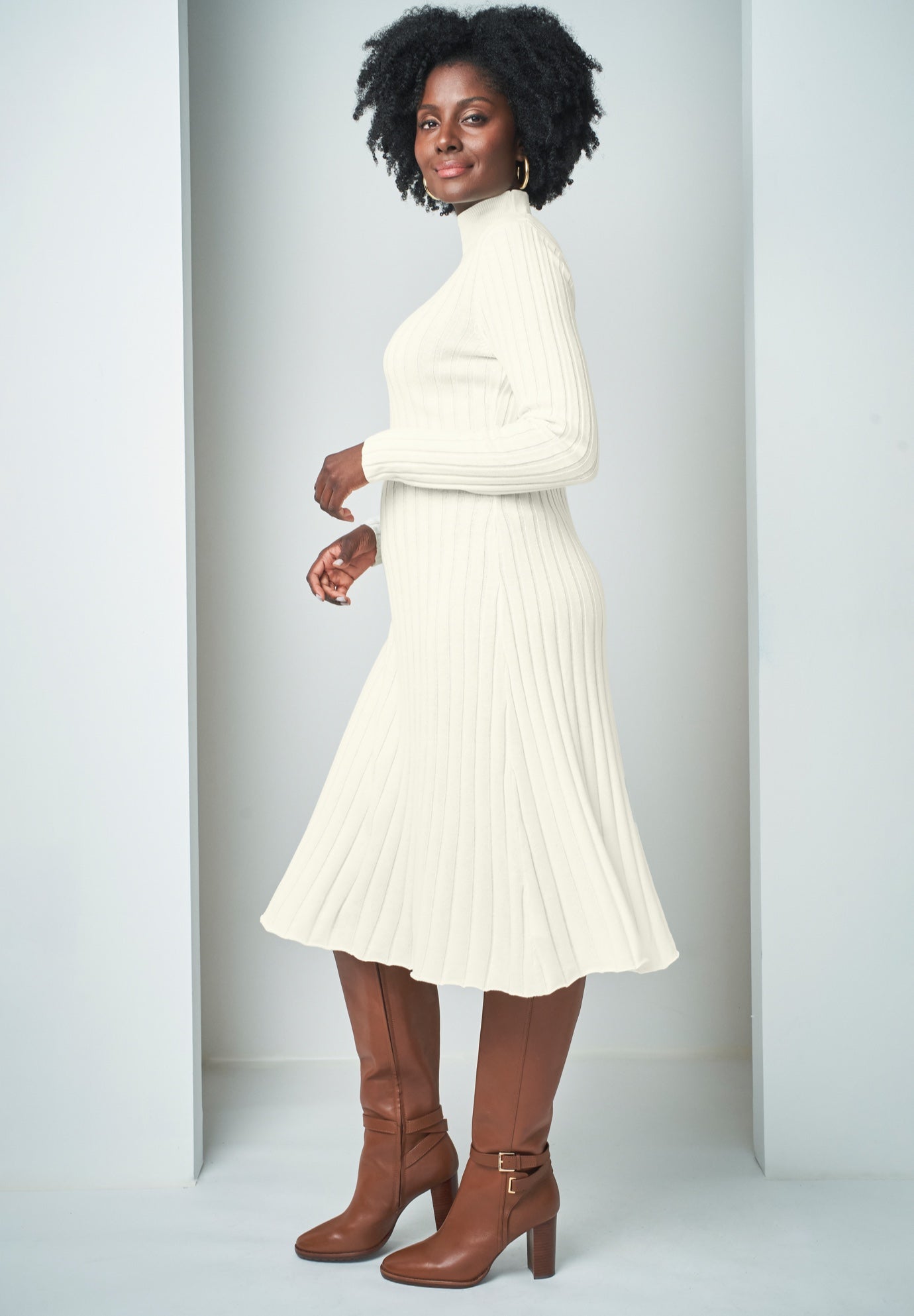 Mock Neck Midi Sweater Dress image number 2