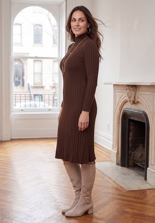 Mock Neck Midi Sweater Dress image number 2