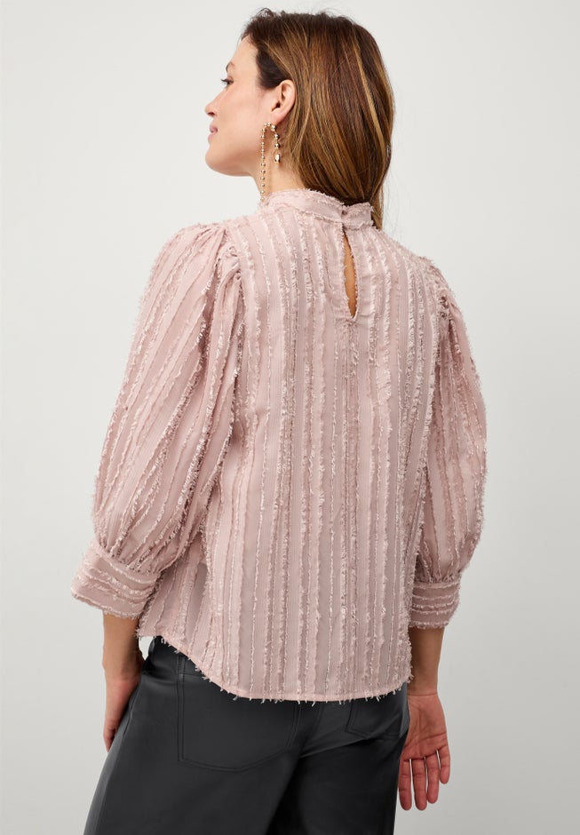 Blouson Sleeve Eyelash Texture Blouse image number 1