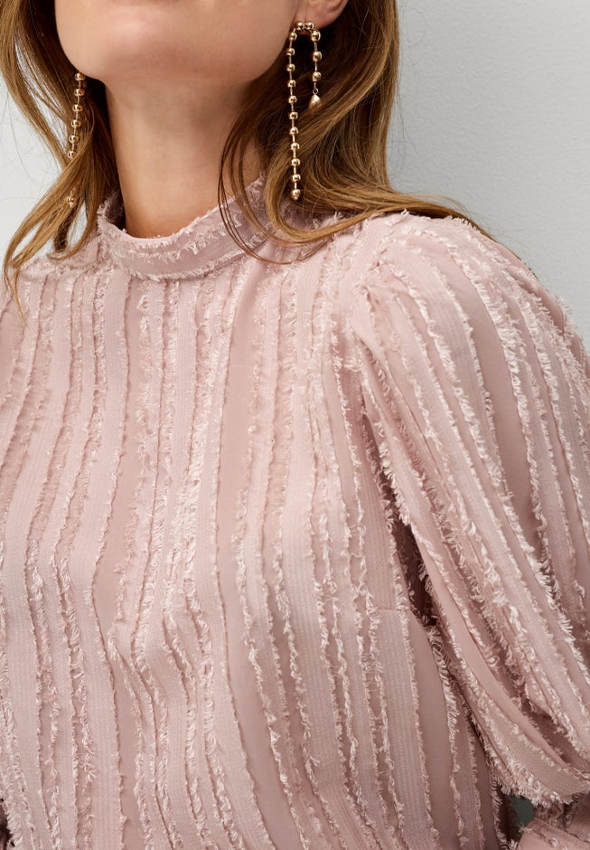 Blouson Sleeve Eyelash Texture Blouse image number 2