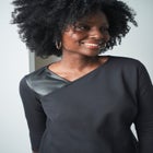 Mixed Media Ponte Faux Leather Top image number null