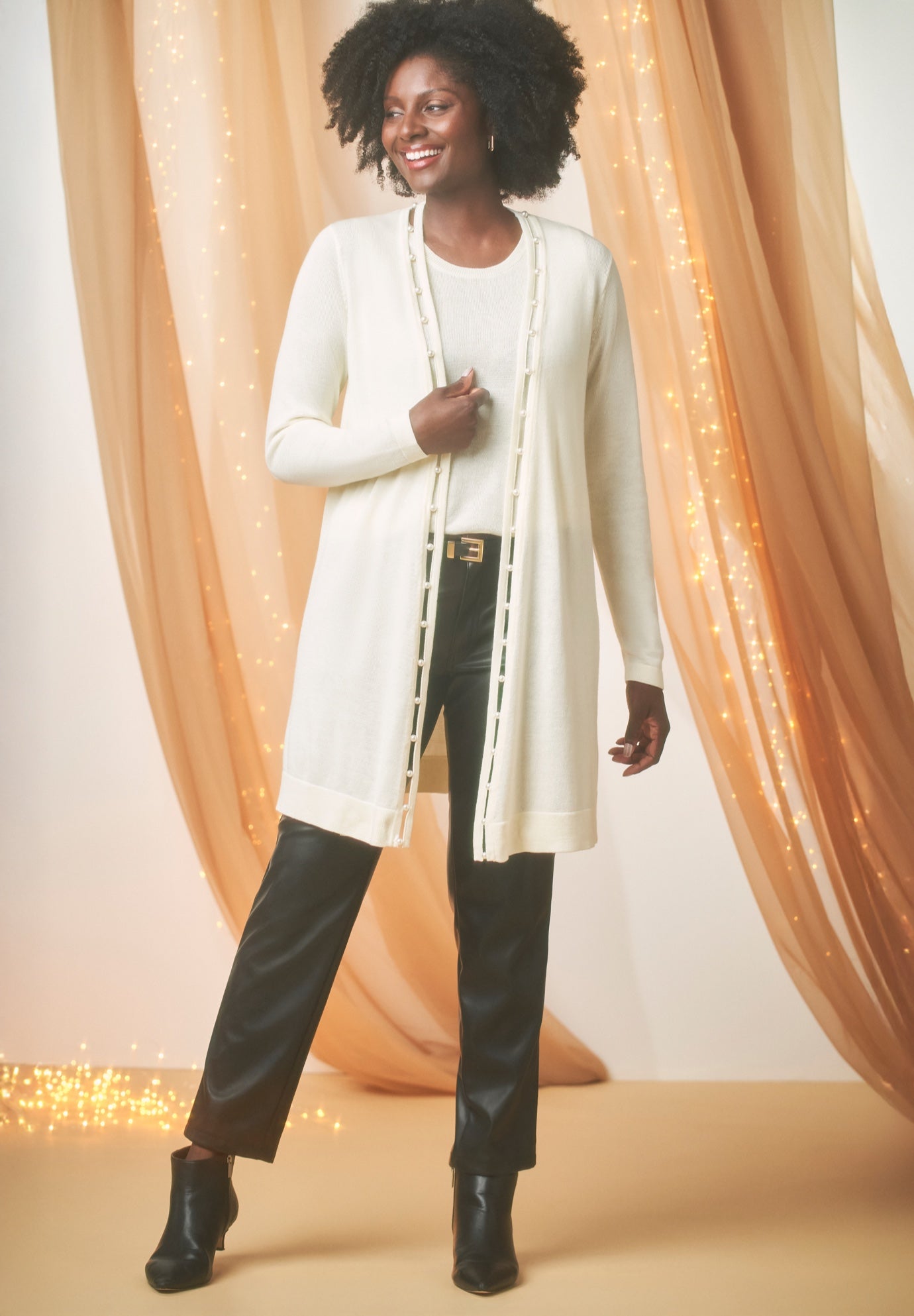 Pearl Trim Carefree Cashmere Cardigan image number 0