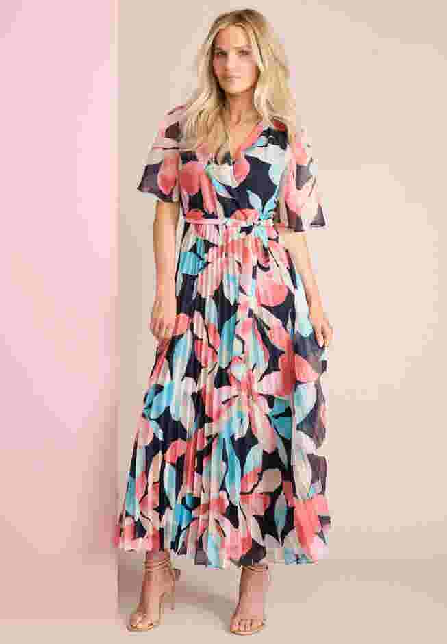 Pleated Faux Wrap Dress image number 0