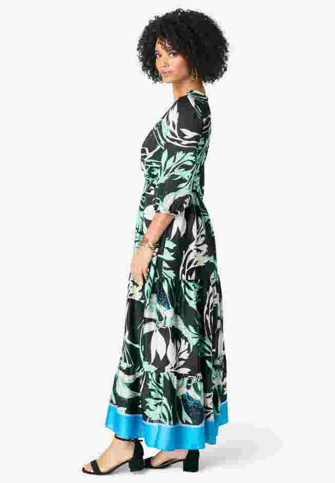 Blouson Sleeve Faux Wrap Maxi Dress image number 5