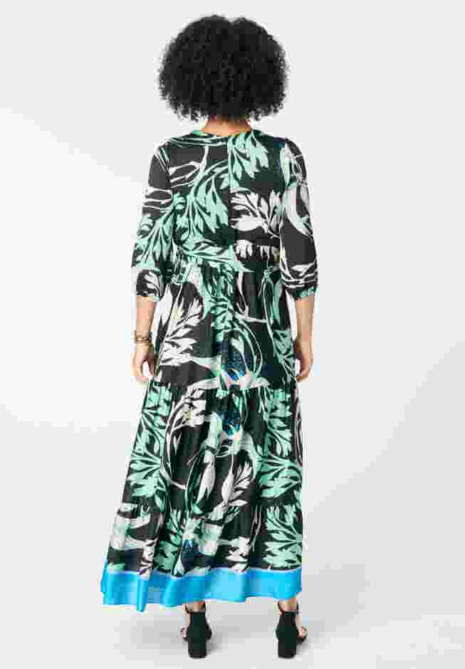 Blouson Sleeve Faux Wrap Maxi Dress image number 2