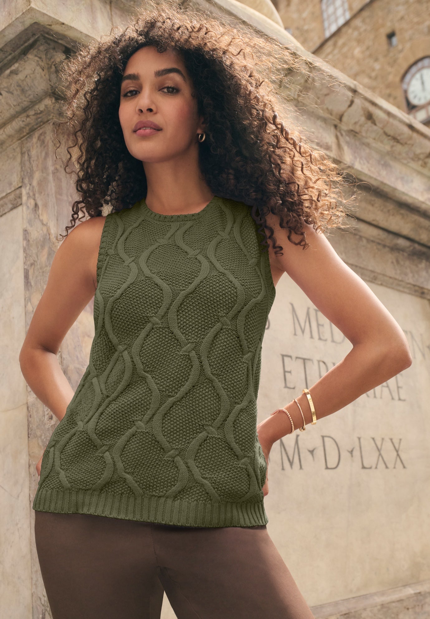 Sleeveless Cable Shell image number 0