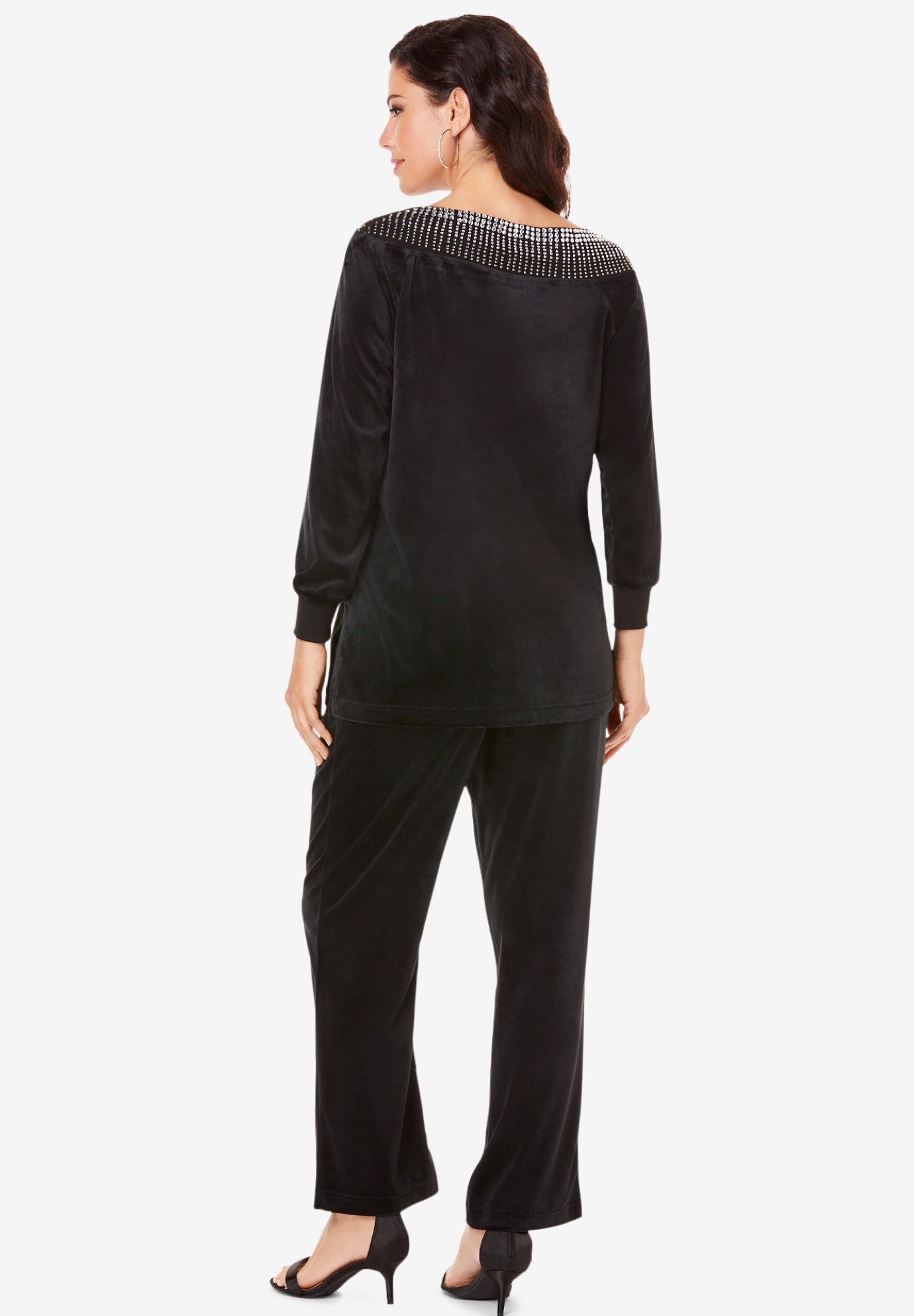 Rhinestone-Detailed Velour Set image number 1