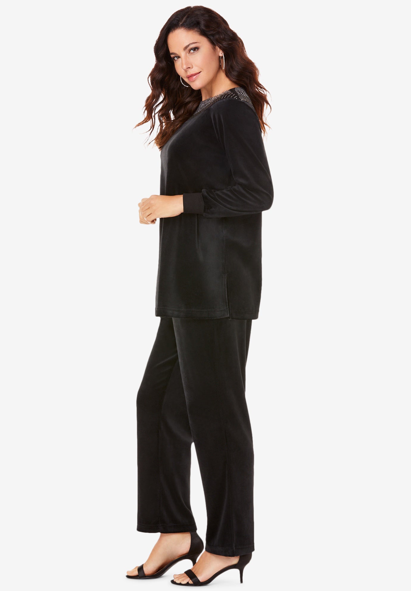 Rhinestone-Detailed Velour Set image number 2