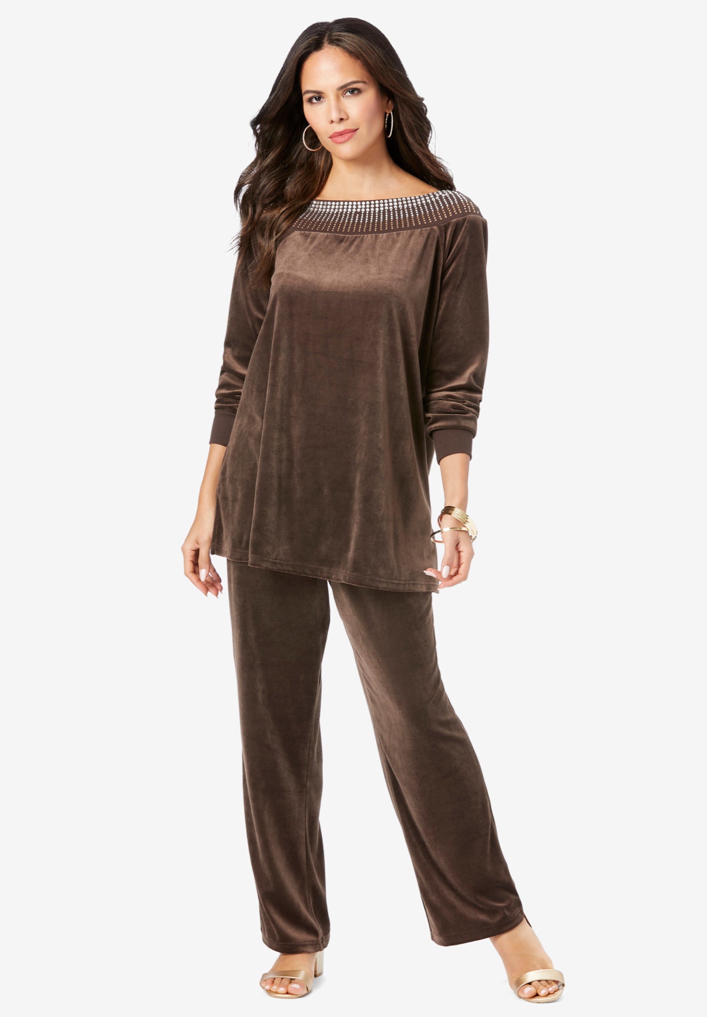 Rhinestone-Detailed Velour Set image number 0