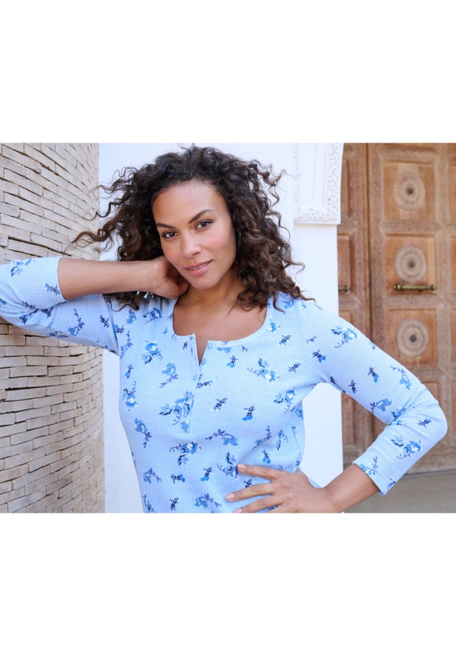 Plus Size Knit Thermal Henley Top – Long Sleeve image number 2